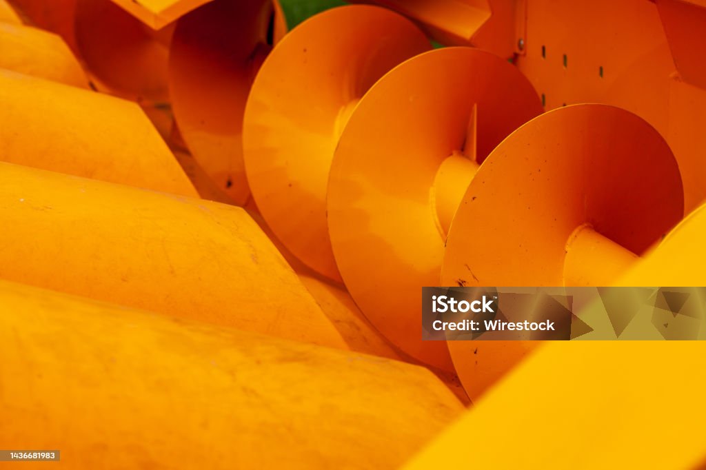 A closeup shot of agricultural machinery details
